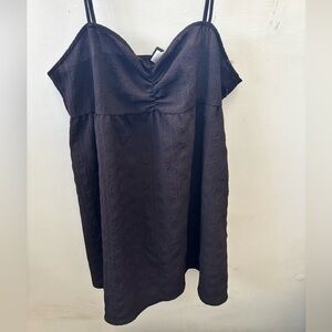 Divided Black Textured Strapless Dress